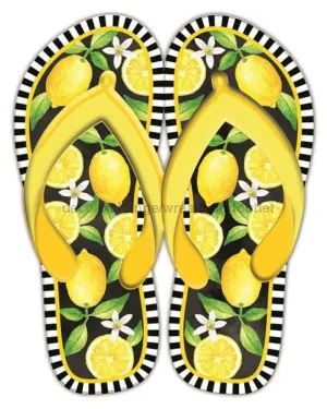 12.75"Hx10"L Metal Flip Flops Sign Yellow/Green/Black/White MD1090
