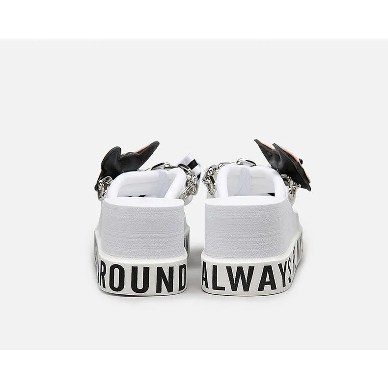 BELLALILY FLORAL BOW AND PUPPY PLATFORM FLIP FLOP