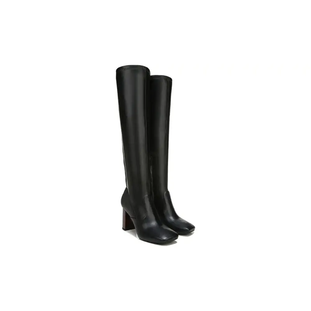 Borne Black Faux Leather Wide Calf Franco Sarto Boots