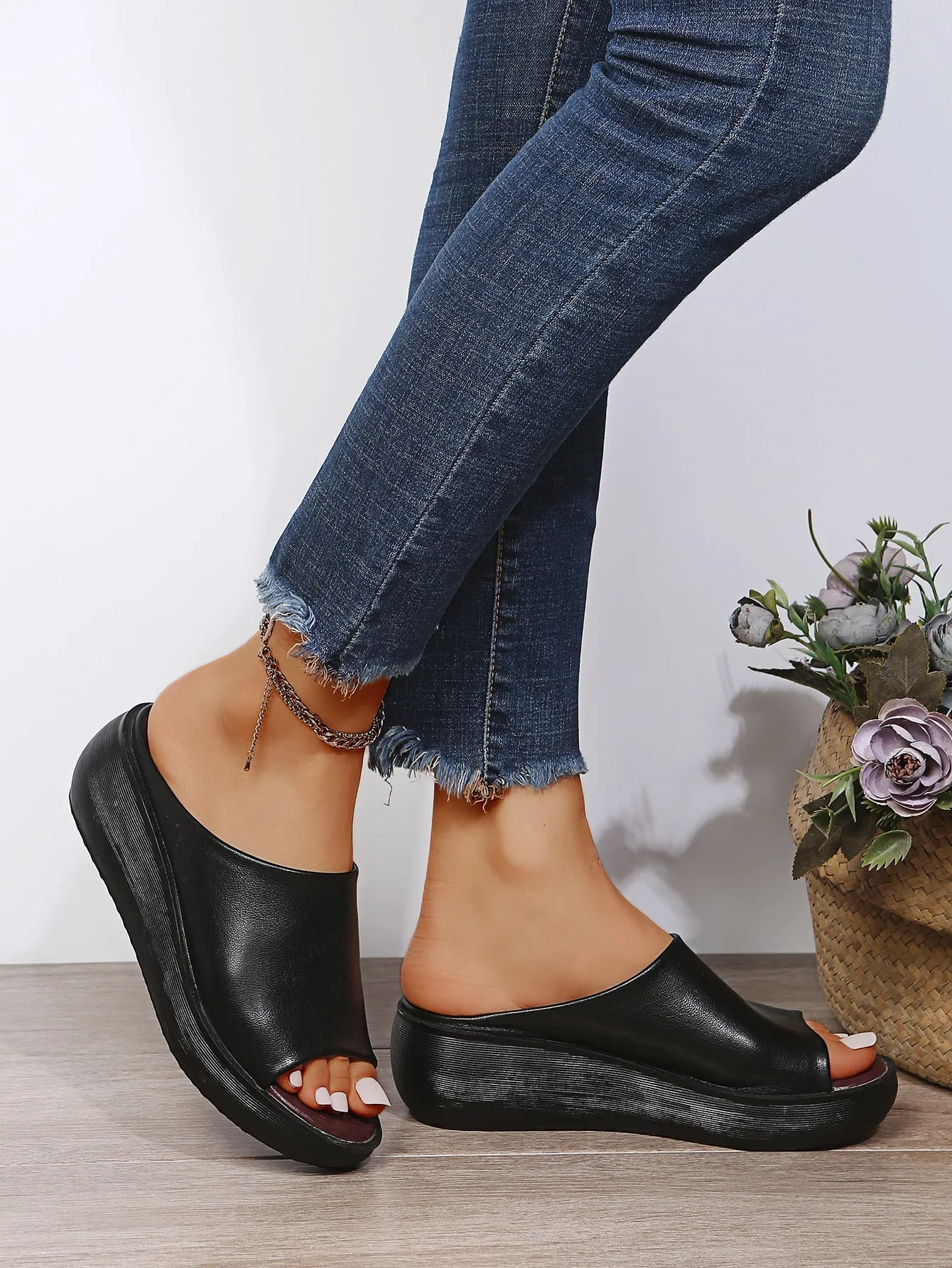 Comfy Ladies Leather Sole Slippers