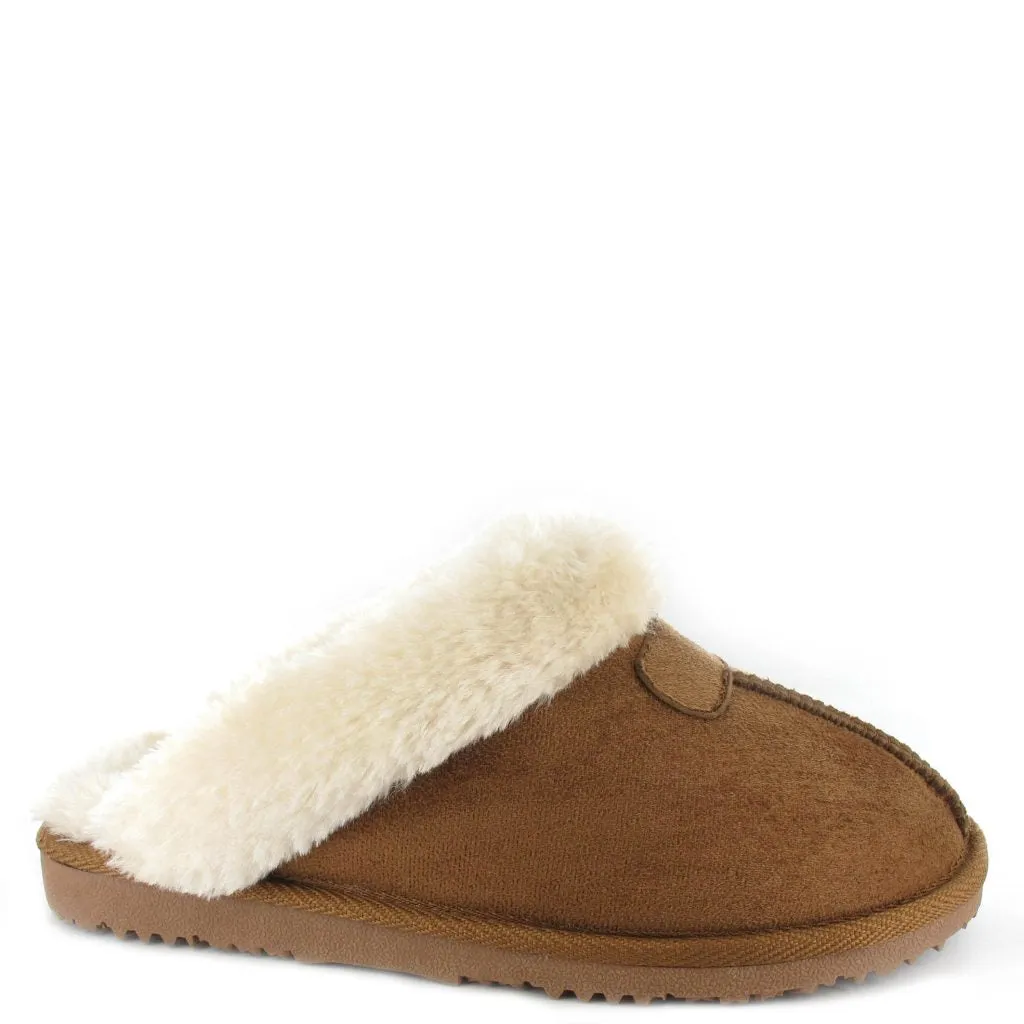 Ella Slipper Jill  CHESTNUT Luxury Fur Lining and Memory Foam