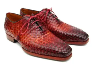 Handcrafted Bordeaux & Tobacco Woven Leather Oxfords for Distinguished Men