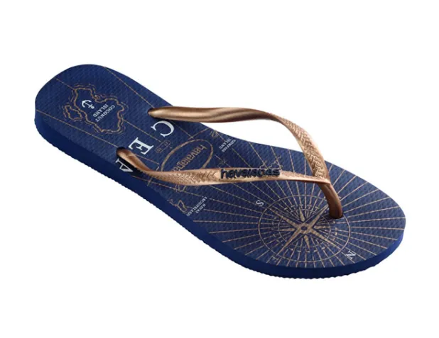 HAVAIANAS SLIM NAUTICAL - NAVY BLUE.ROSE GOLD.WHITE