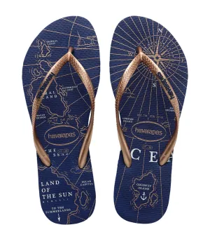 HAVAIANAS SLIM NAUTICAL - NAVY BLUE.ROSE GOLD.WHITE