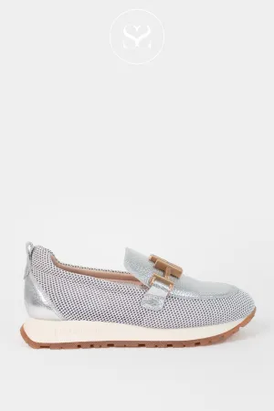 HISPANITAS HV253919 SILVER AND CREAM METALLIC LEATHER CHUNKY LOAFERS