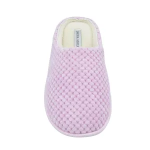 Laura Ashley Ladies Clog Style Spa Slippers with Memory Foam Insole in Gum Drop Pink, Size S