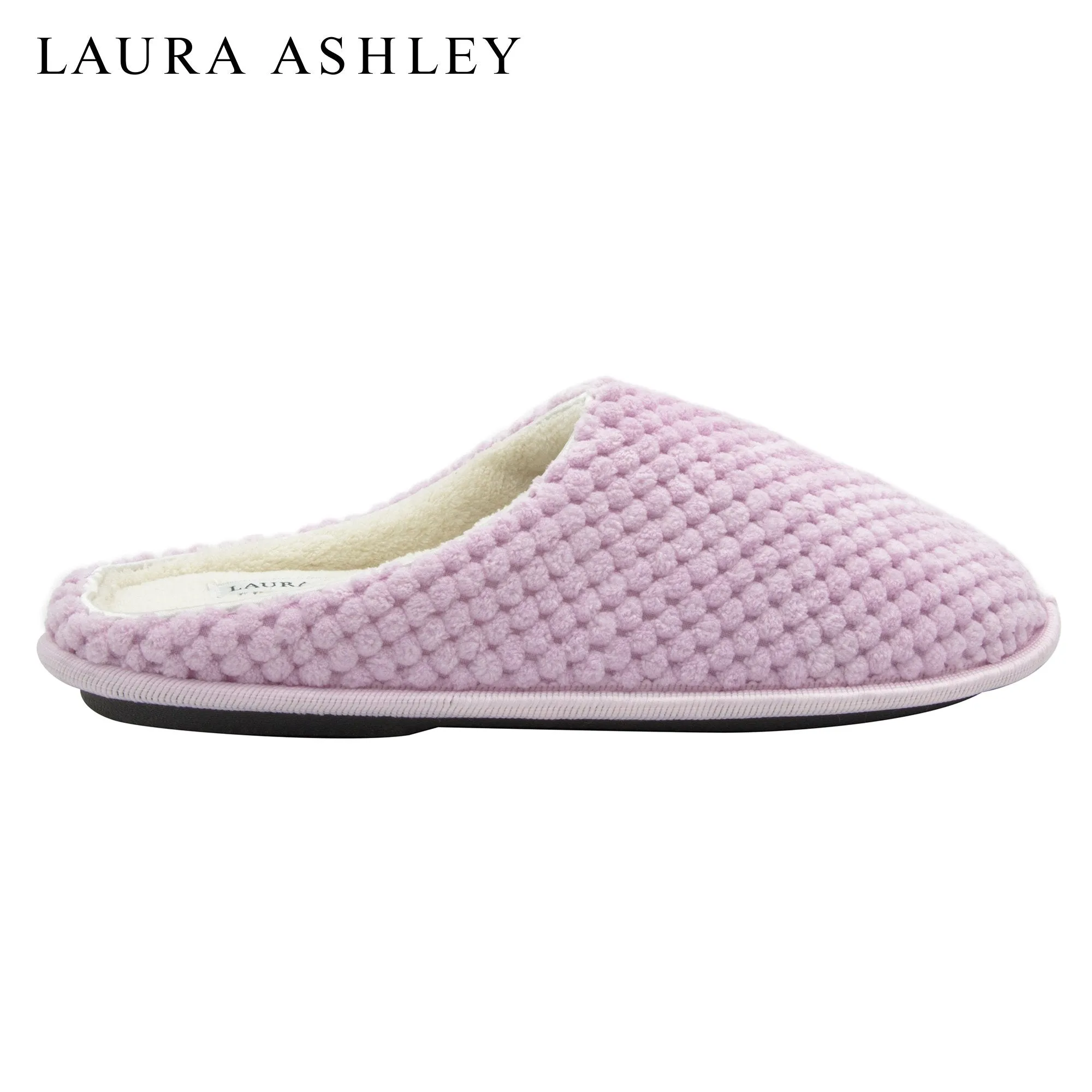 Laura Ashley Ladies Clog Style Spa Slippers with Memory Foam Insole in Gum Drop Pink, Size S