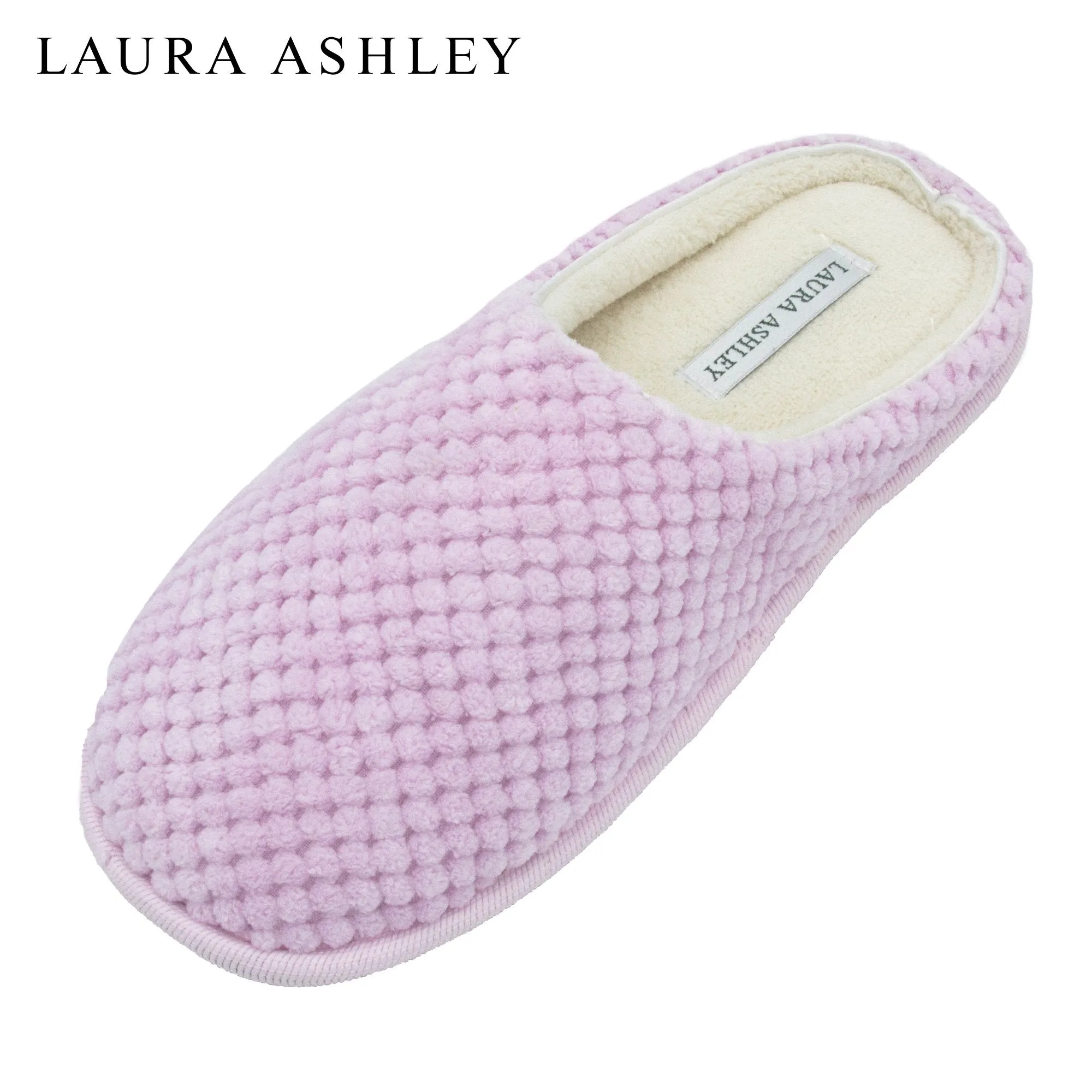 Laura Ashley Ladies Clog Style Spa Slippers with Memory Foam Insole in Gum Drop Pink, Size S