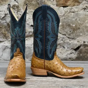 Macie Bean Women's 13" Antique Saddle Boot in Navy with Full Quill Vamp