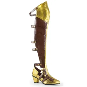 MAIDEN-8830 Funtasma Brown/Gold Pu Fancy Dress Women's Boots (Fantasy Footwear)