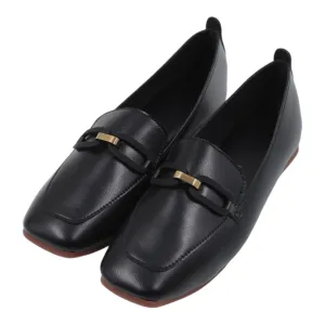 Metallic buckle detail loafers
