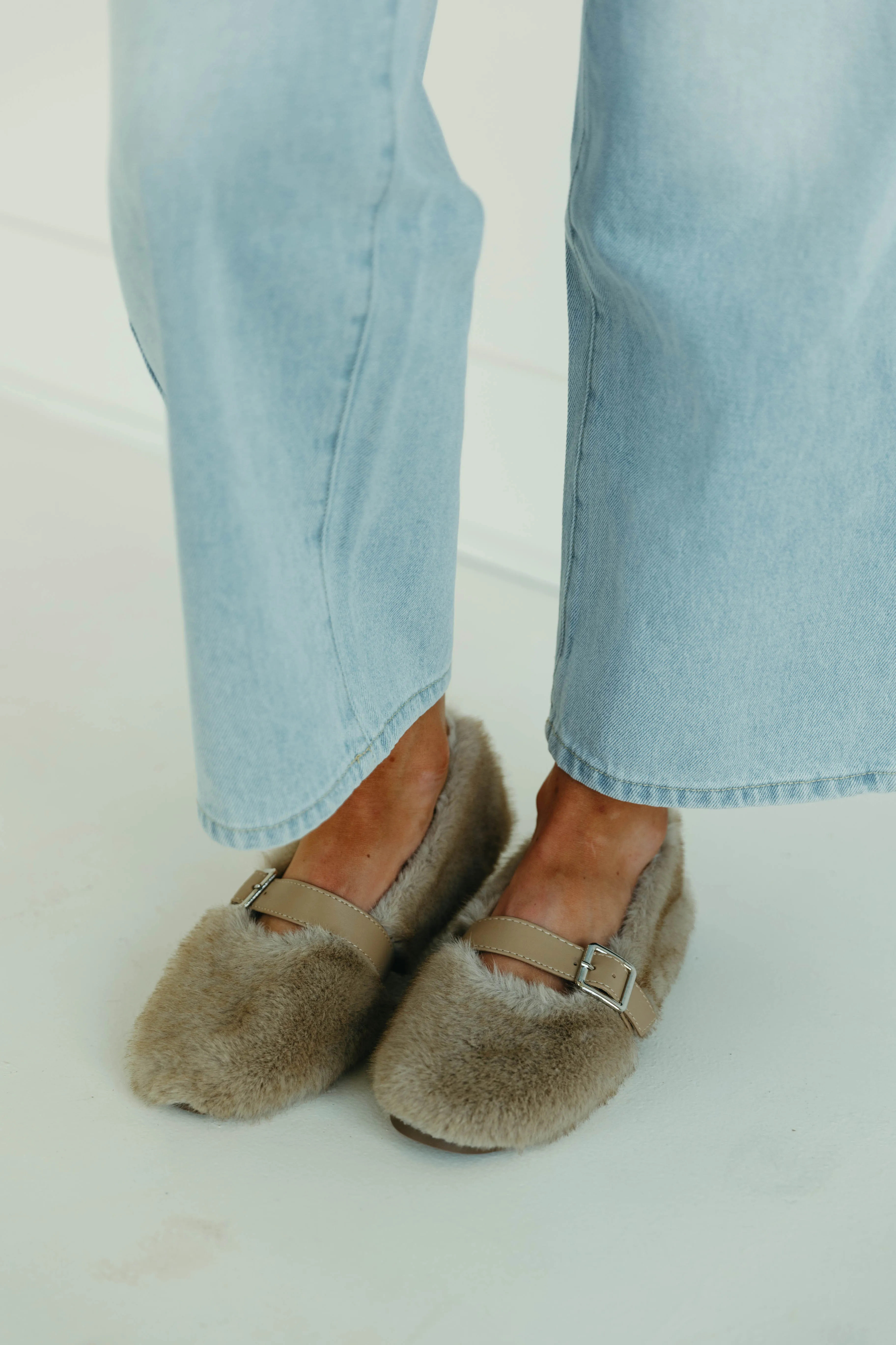 Nome Faux Fur Flats - Natural