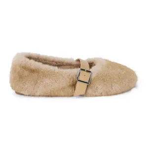 Nome Faux Fur Flats - Natural