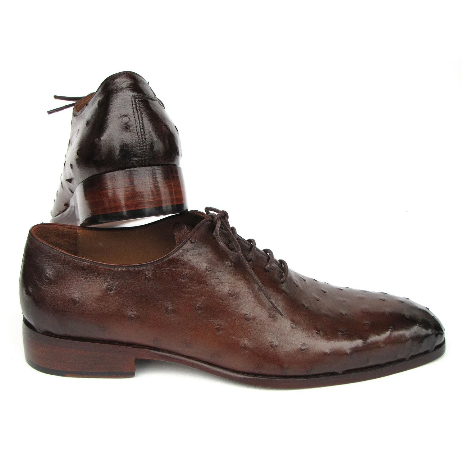 Paul Parkman 9475-85 Men's Shoes Brown Genuine Ostrich Leather Oxfords (PM6410)