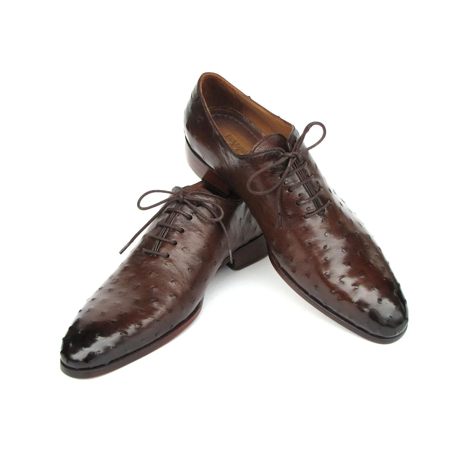 Paul Parkman 9475-85 Men's Shoes Brown Genuine Ostrich Leather Oxfords (PM6410)