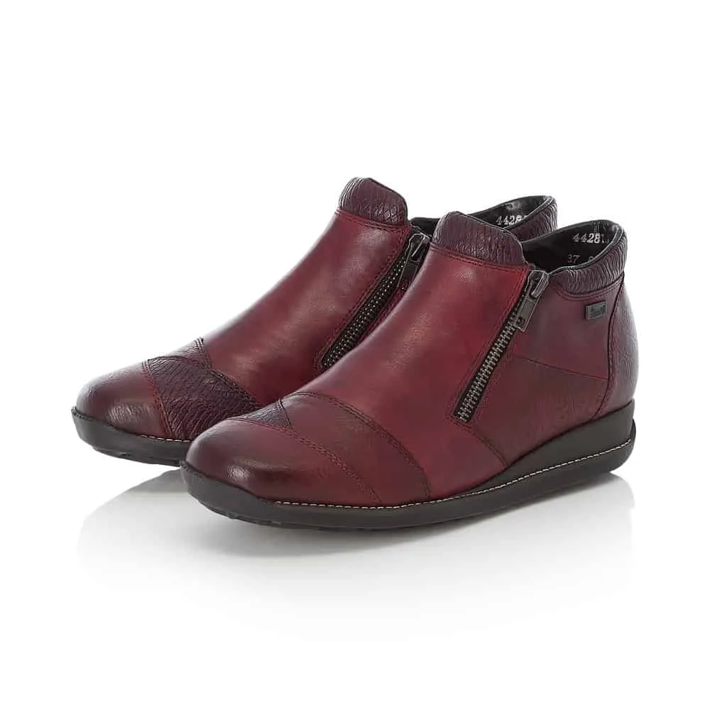 Rieker Women's Dual Zip Dress Boots- Red