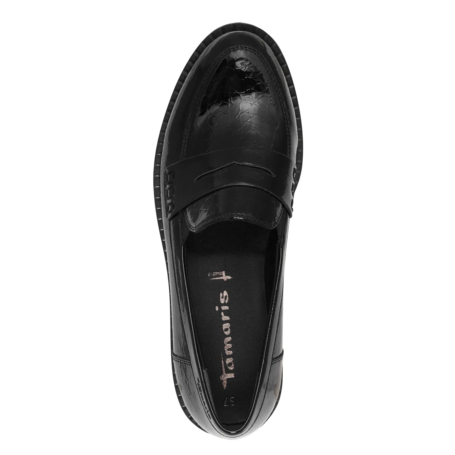 Tamaris Trouser Shoes Loafer Black Patent Memory Foam Work Shoes 24312-41 -087