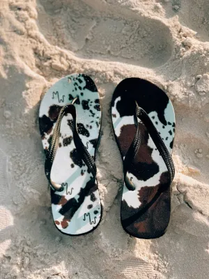 Tri-Color Cowhide Flip Flops - Small remaining (size 6-7)