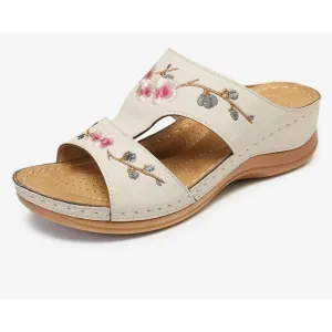Women's Flower Embroidered Arch Support Vintage Casual Wedges Sandals